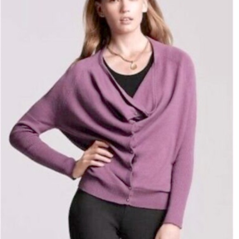 Eileen Fisher cardi Cowl neck cardigan Petite small NWT lilac purple button down